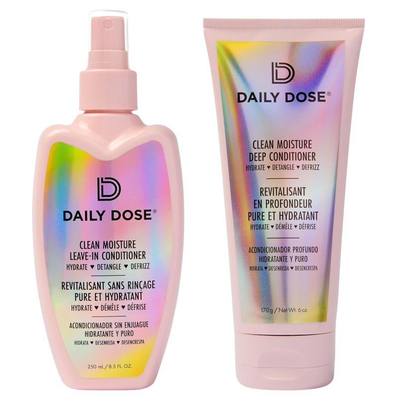 DAILY DOSE Moisturizing Duo LeaveIn Conditioner Detangler Spray  Deep Conditioner Hair MaskMasque  Detangles Repairs Restores Dry Damaged Color Treated Hair for All Hair Types